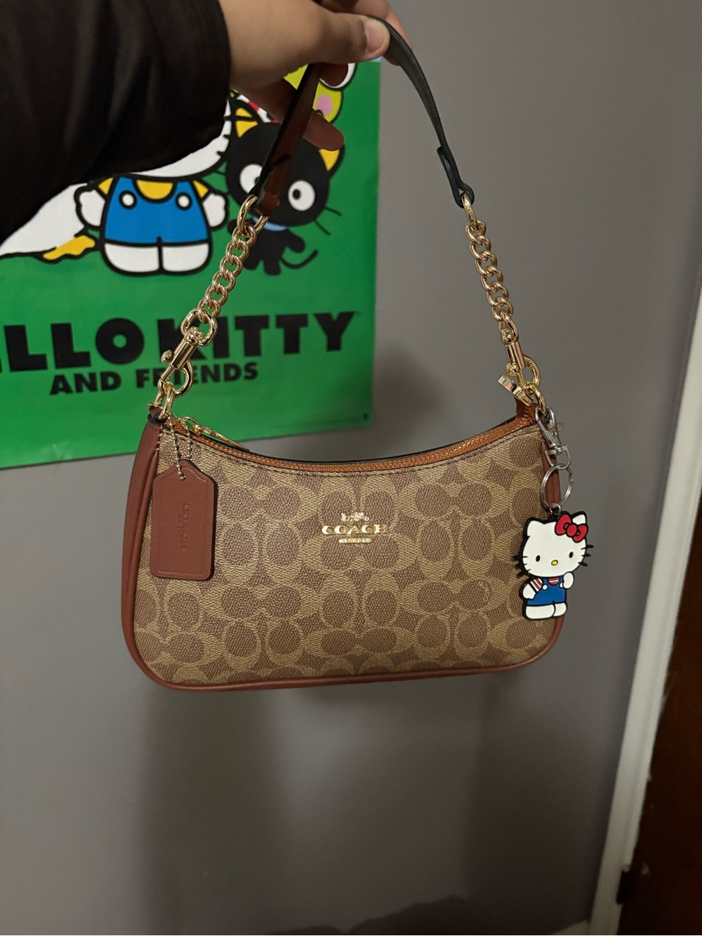 Coach Brown Signature Canvas Teri Shoulder Bag